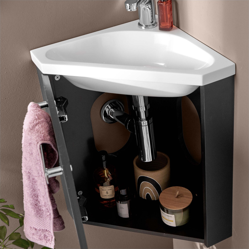 Robinet de salle de bain mitigeur bec bas noir H17cm GRIFO STUDIO