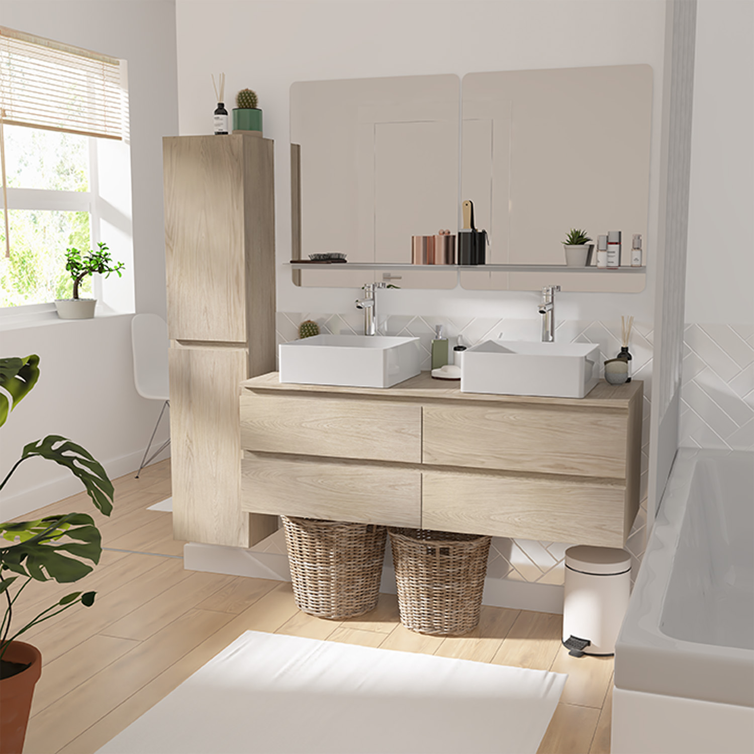 Meuble de salle de bain MONTERREY 900 BLANC BRILLANT