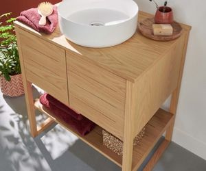 Meuble de salle de bain plaqué bois