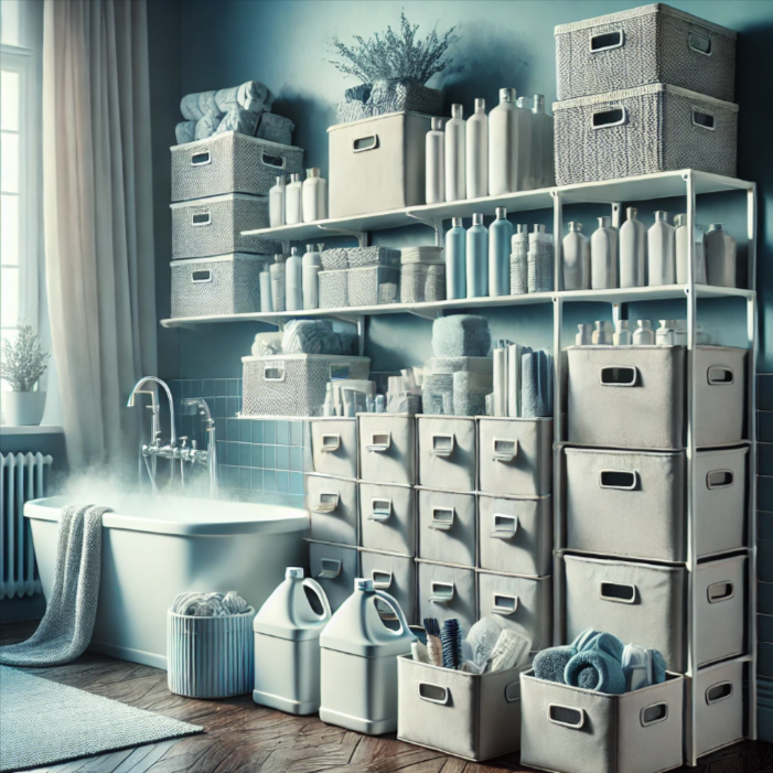 Comment organiser les produits de bain et de soin pour éviter qu'ils ne refroidissent trop dans une salle de bains non chauffée en permanence ?